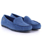 Women's moccasins, suede shoes, blue Potocki 09301 Potocki