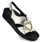 Women's gold leather wedge sandals S.Barski KV51-031 Footwear Your Sports Performance