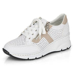 Rieker W N6304-80 white leather wedge shoes Footwear/Lifestyle/Rieker Your Sports Performance