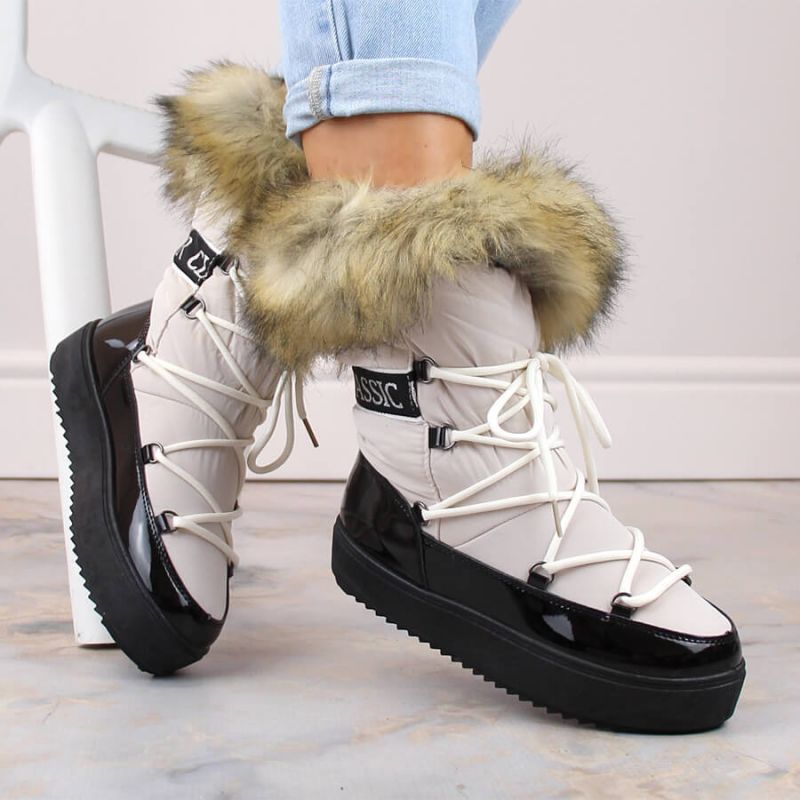 Vinceza W JAN262 beige lace-up snow boots with fur Footwear/Outdoor/Vinceza Your Sports Performance