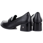 Women's leather lords shoes with heels, black, Vinceza 18116 Vinceza