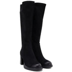 Women’s black faux suede heeled boots Potocki SZ12849