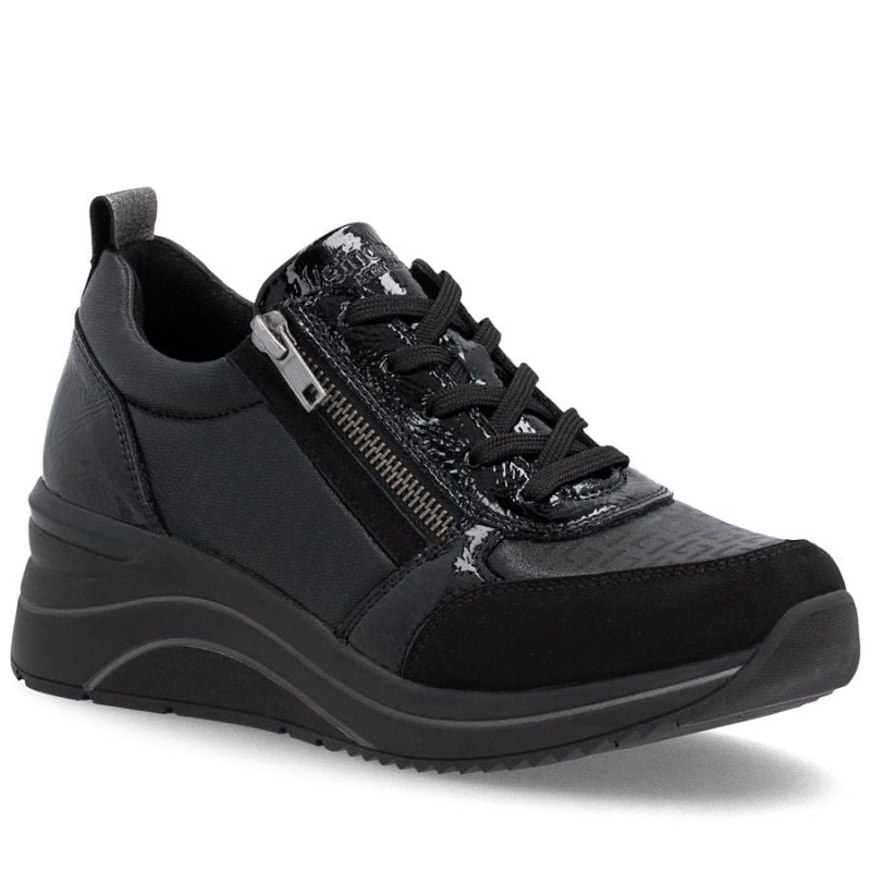 Women's wedge sneakers black Remonte Rieker D0T22-03