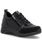 Women's wedge sneakers black Remonte Rieker D0T22-03