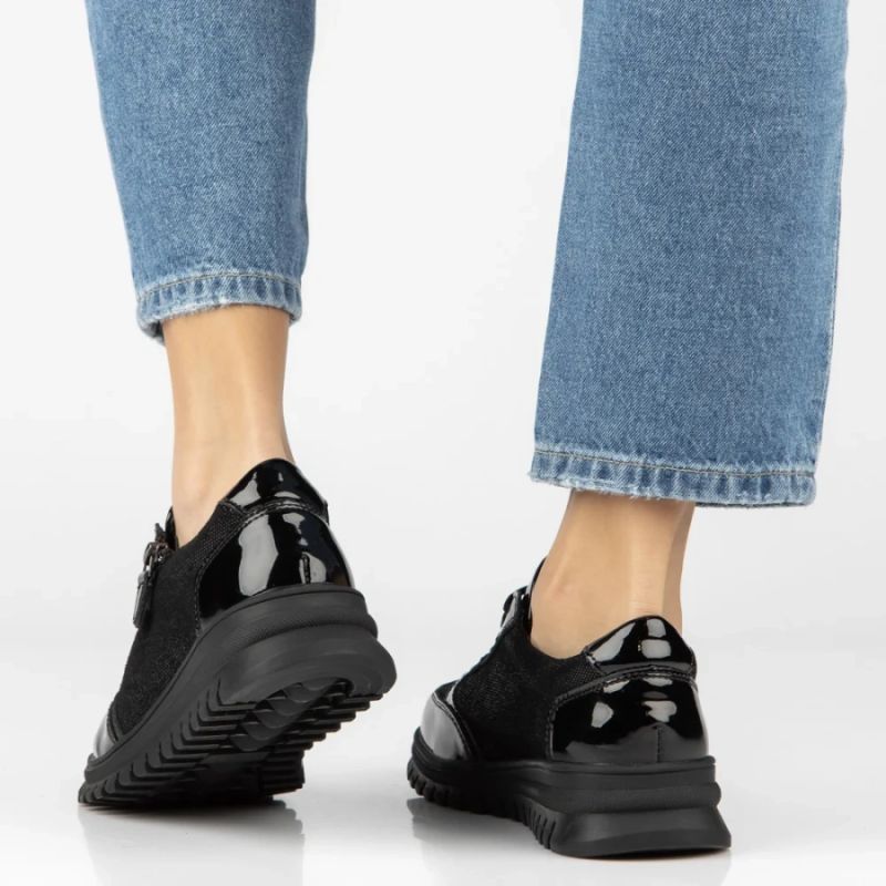 Filippo DP8105 patent leather wedge shoes in black