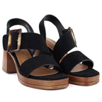 Women's suede sandals with a block heel, black, Potocki 54307 To be categorized Your Sports Performance