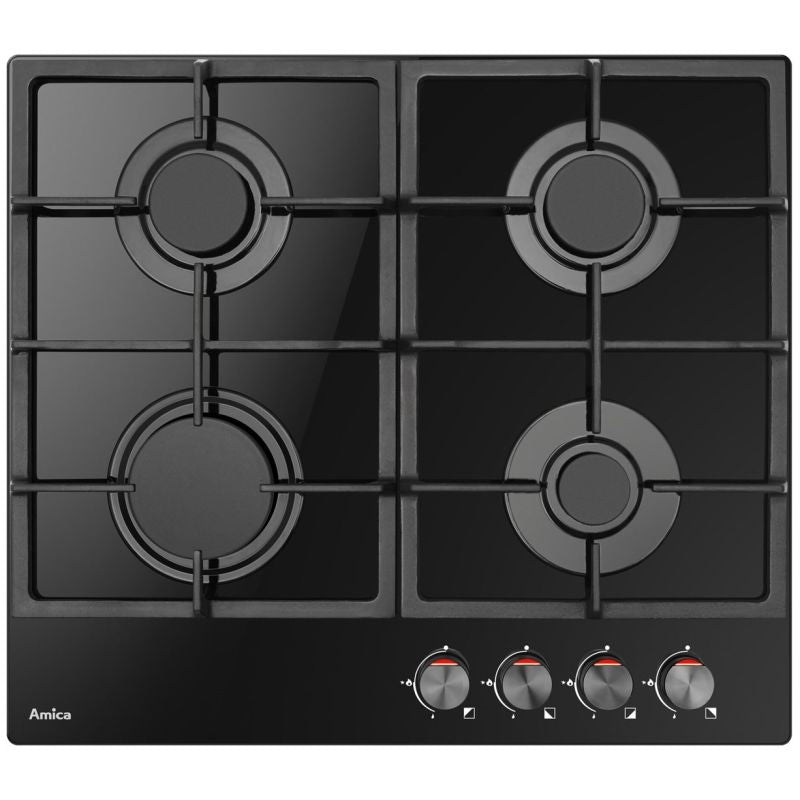 AMICA PGCA6100APB gas hob, black glass, cast iron grids AGD - Produkty/Płyty grzejne do zabudowy Your Sports Performance