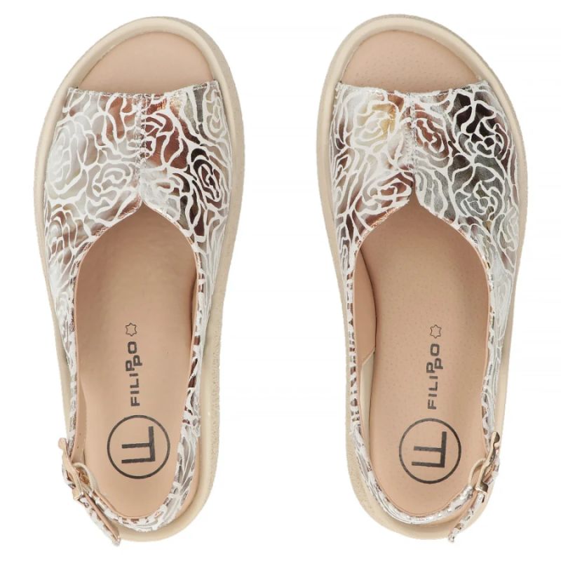 Women's leather wedge sandals, gold, Filippo DS7581
