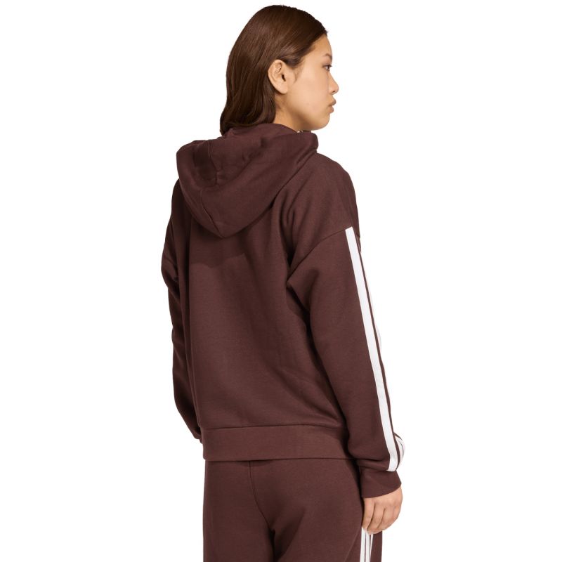 Women's adidas Essentials 3-Stripes Full-Zip Fleece Hoodie Brown JY3082 To be categorized Your Sports Performance