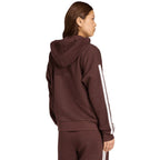 Women's adidas Essentials 3-Stripes Full-Zip Fleece Hoodie Brown JY3082 To be categorized Your Sports Performance