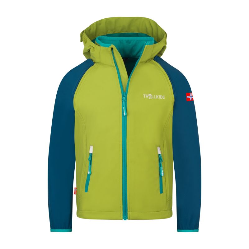 Trollkids Rondane Zip-Off XT Softshell Jacket pear green/Madeira blue/sea green (819-360)