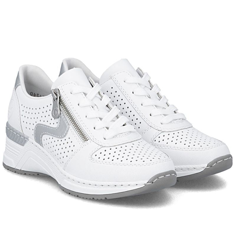 Women's leather wedge sneakers white Rieker N4340-80 To be categorized Your Sports Performance