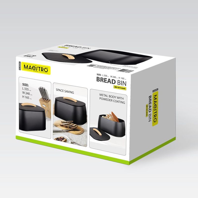 Bread box MR-1675-BLACK MAESTRO AGD - Produkty/Pojemniki na żywność (z metalu) Your Sports Performance