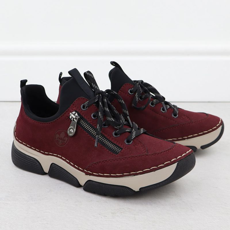 Comfortable women's burgundy shoes Rieker 45973-36 Footwear Your Sports Performance