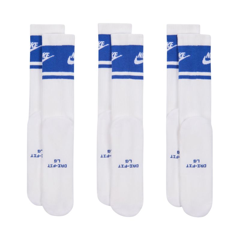 Nike Everyday Elevated Crew Socks 3 Pairs White and Blue IM7949 904