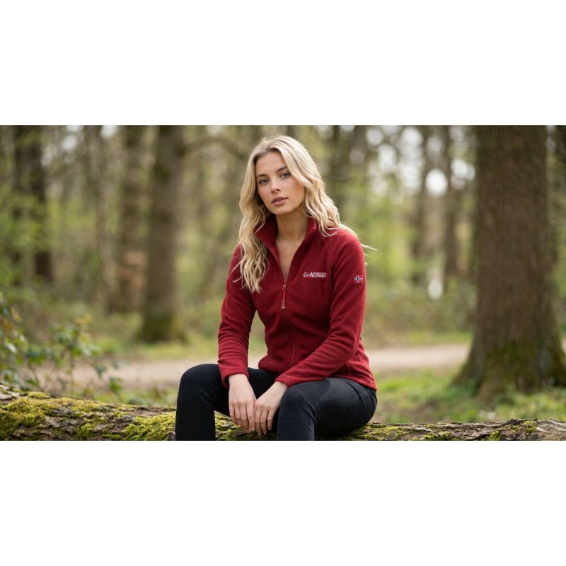 Geographical Norway TUG FZ BURGUNDY DB LADY 268 Women's Fleece Jacket (WA1716F/GN-BURGUNDY)
