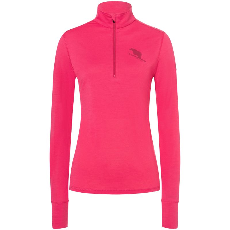 Women's long-sleeve thermal shirt with mock neck SUPER.NATURAL W Tundra 175 Zip 1/4 Flear pink