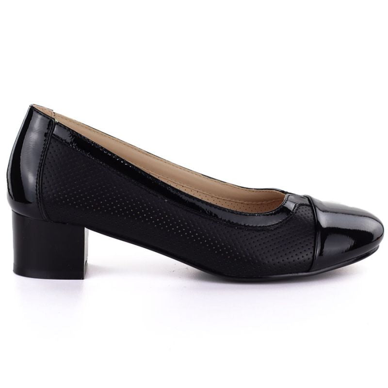 Women's openwork patent leather pumps, black, Vinceza 58631 Vinceza