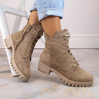Insulated suede ankle boots with high heel and platform M.Daszyński W SAN22, beige Footwear/Lifestyle/M.Daszyński Your Sports Performance