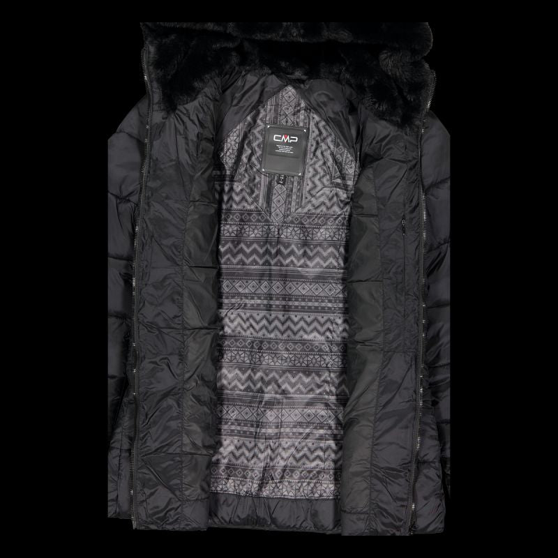 CMP women's winter jacket with hood, sports, insulated, black (34K0036F/U901) CMP