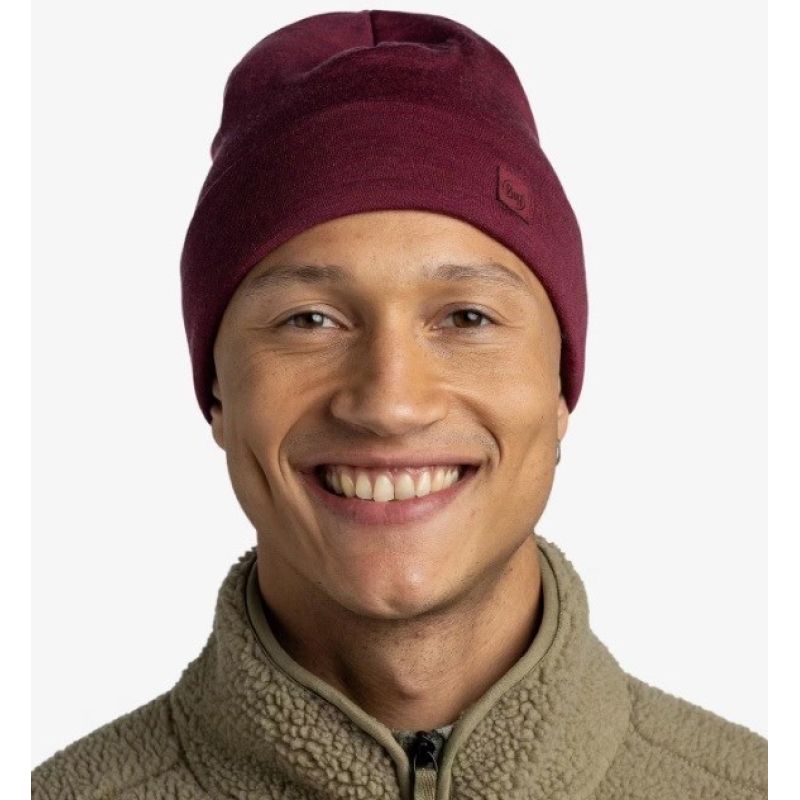 BUFF HEAVYWEIGHT MERINO WOOL LOOSE HAT SOLID TIBETAN RED Odzież militarna/Nakrycia głowy Your Sports Performance
