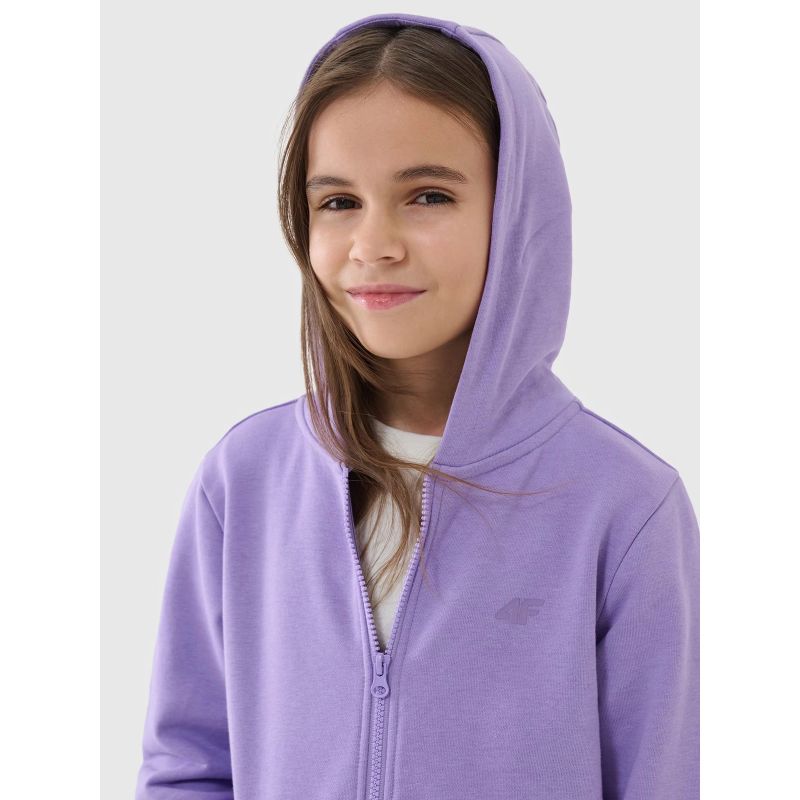 Girls' sweatshirt with a zipper and hood 4F 4FJWSS25TSWSF1706-51S *Kategoria tymczasowa Your Sports Performance