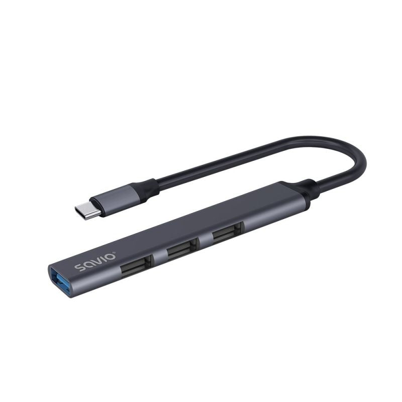SAVIO HUB USB-C - 3 X USB-A 2.0, 1 X USB-A 3.0, GRAY, AK-71 Kable i adaptery/Adaptery, przejściówki Your Sports Performance