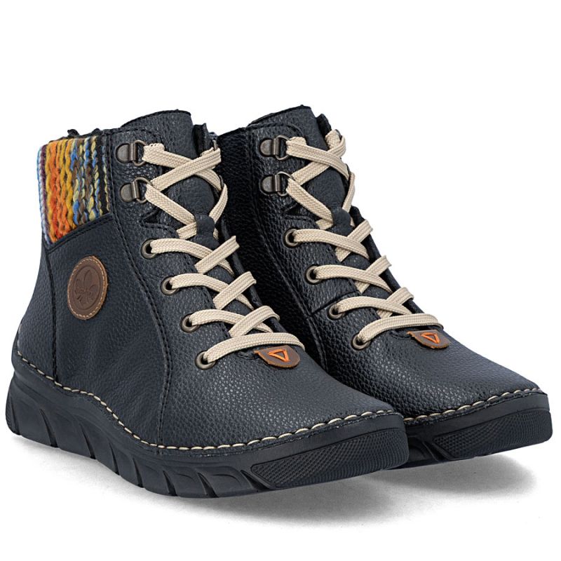 Rieker 55040-00 comfortable black women's ankle boots