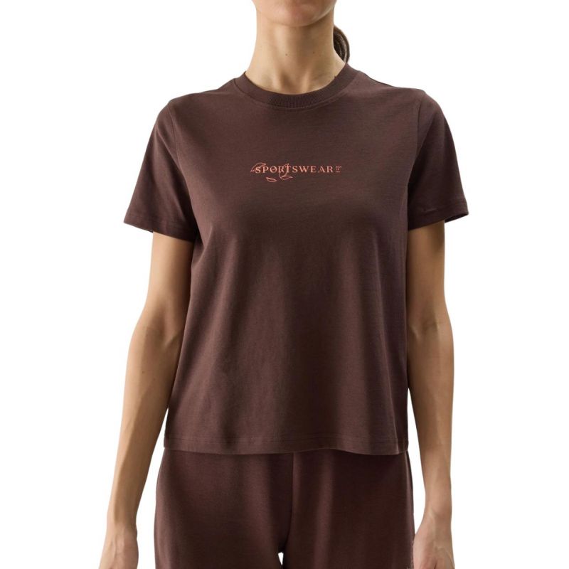 Women's T-shirt 4F F1354 dark brown 4FWSS24TTSHF1354 80S In preparation Your Sports Performance