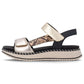 Women's metallic gold leather platform sandals Remonte by Rieker D3J50-90