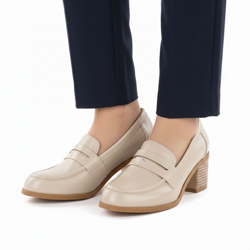 Women's beige lords heeled shoes M.Daszyński MR2201D-3A To be categorized Your Sports Performance