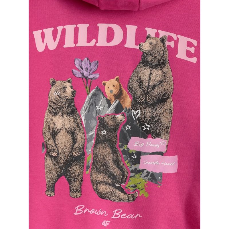 Girls' loose sweatshirt with hood 4F 4FJKAW26TSWSF3137-54S