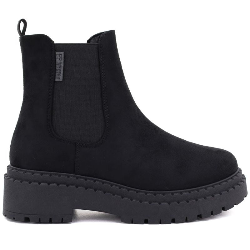 Women's suede ankle boots on the platform, black Big Star UU274858