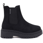 Women's suede ankle boots on the platform, black Big Star UU274858