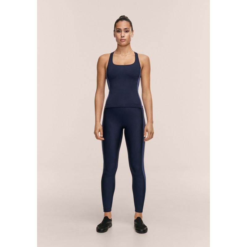 CASALL Women's Shaped Block Built in Bra Tank Navy Blue