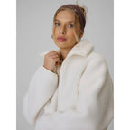 Women's loose sherpa fleece with stand-up collar 4F 4FWAW26TFLEF463-11S