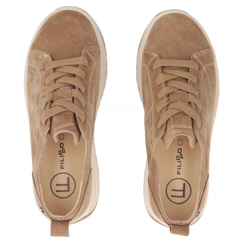 Beige leather platform sneakers Filippo DP7959