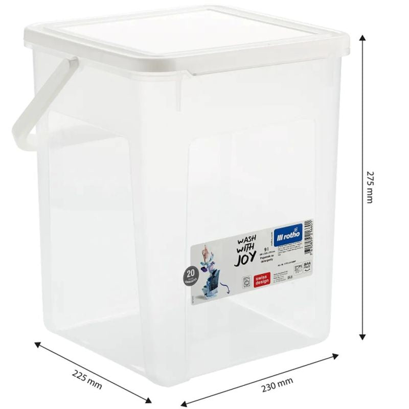 ROTHO Detergent Container 5kg 9L Transparent/White Dla zwierząt/Miski, pojemniki i poidełka (uniwersalne) Your Sports Performance
