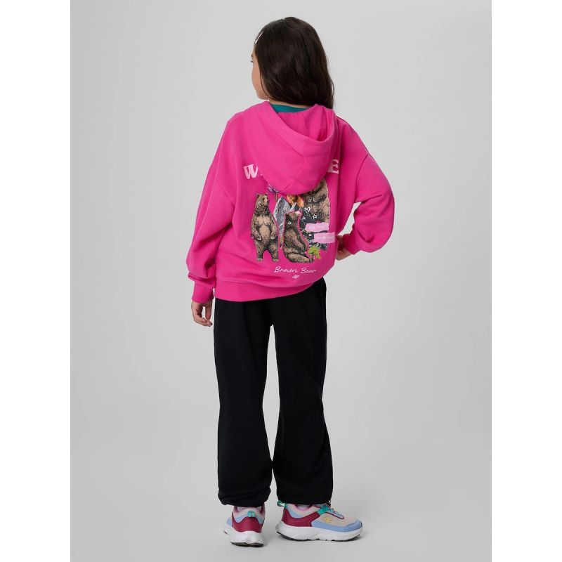 Girls' loose sweatshirt with hood 4F 4FJKAW26TSWSF3137-54S