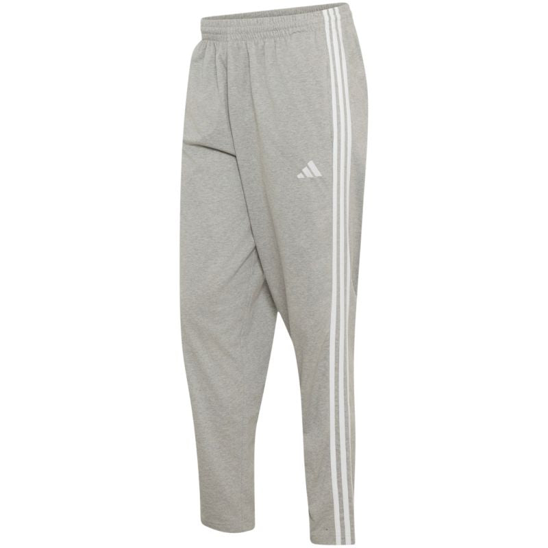 Men's adidas Essentials 3-Stripes Single Jersey Tapered Open Hem Pants Gray KY4215