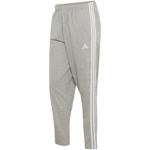 Men's adidas Essentials 3-Stripes Single Jersey Tapered Open Hem Pants Gray KY4215