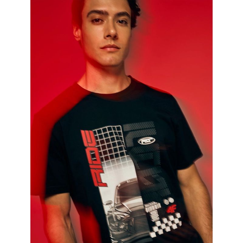 Men's regular printed T-shirt 4F 4FRAW26TTSHM4447-20S