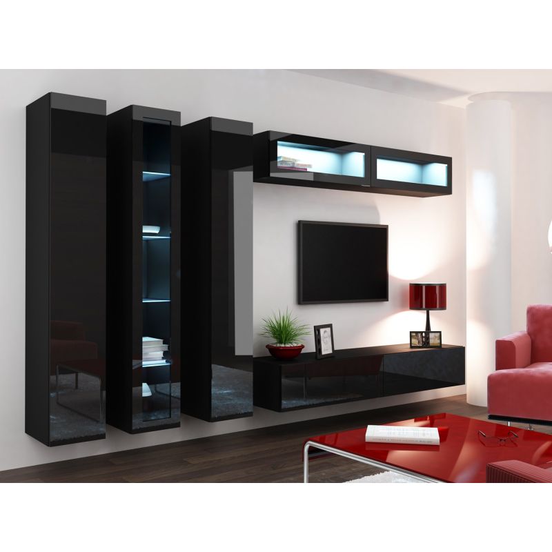 VIGO glass display cabinet '180' 180/40/30 black/black polished Bufety i witryny/Bufety i witryny na drewnianej podstawie Your Sports Performance