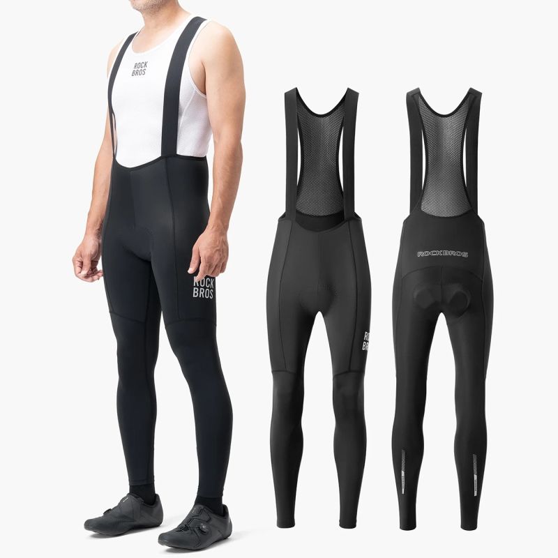 Rockbros 200021 Long Cycling Bib Shorts with Pad Size L - Black Rockbros