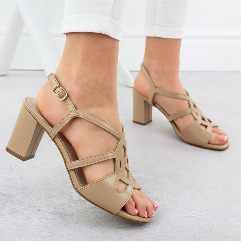 Beige Sergio Leone SK884 women's block heel sandals Footwear Your Sports Performance