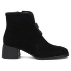 Black women’s leather block-heel ankle boots Filippo DBT8200