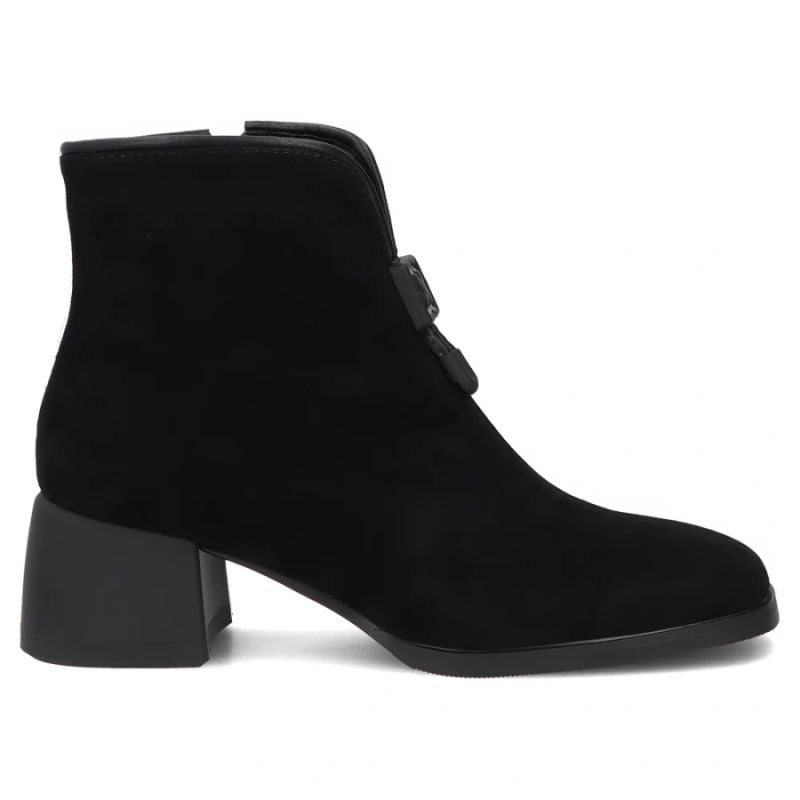 Black women’s leather block-heel ankle boots Filippo DBT8200
