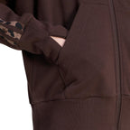 Women's adidas Seasonal Essentials Animal Print 3-Stripes Full-Zip Hooded Sweatshirt Brown KV9299