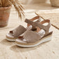 Women's leather wedge sandals beige Jezzi 26SD18-32 Jezzi