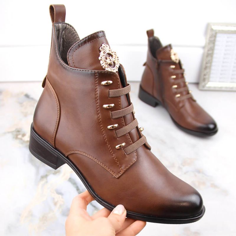 Insulated flat-heeled ankle boots Jezzi W JEZ412C brown Footwear/Outdoor/Jezzi Your Sports Performance